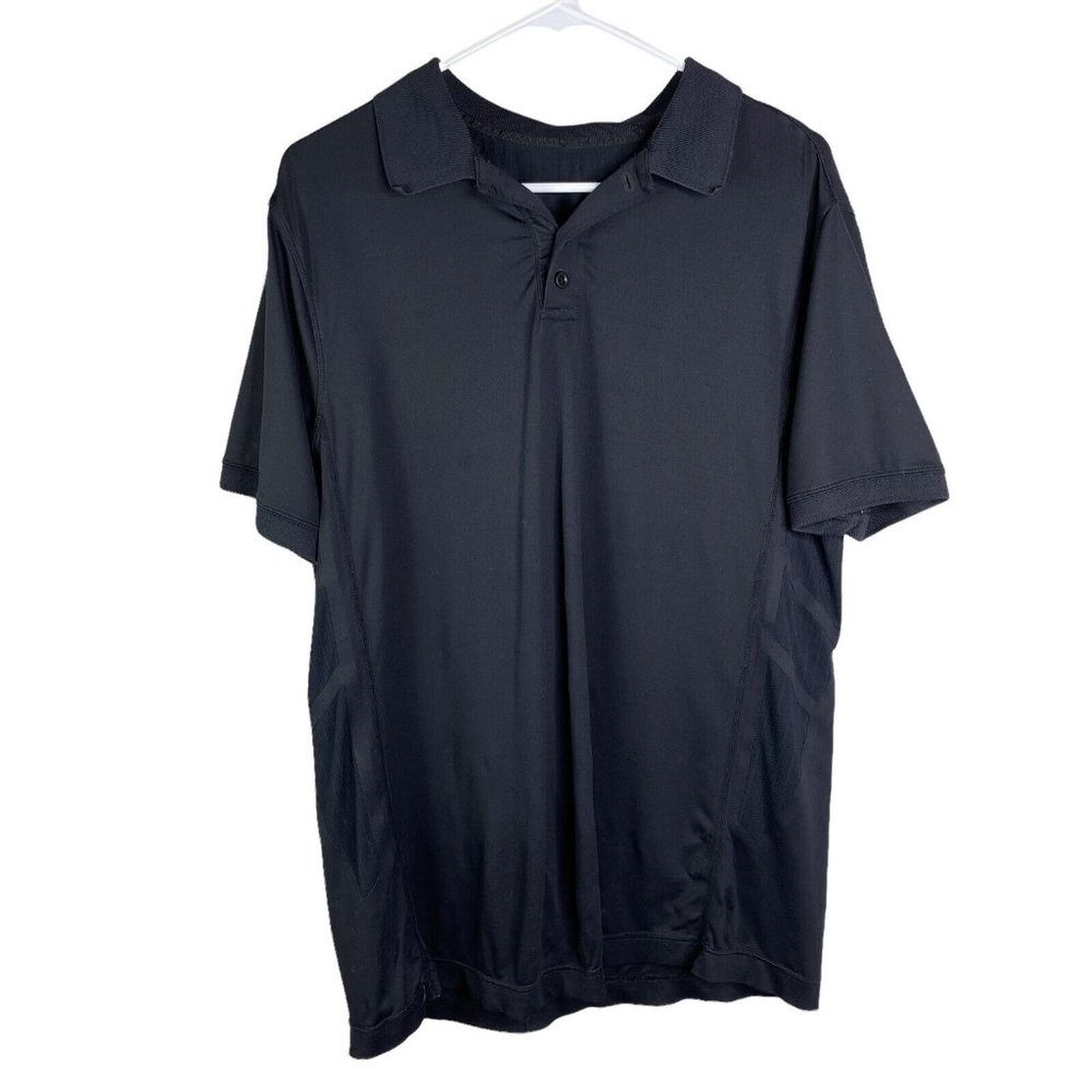 Lululemon Men's Size Large Black Button Front Athletic Golf Polo Shirt